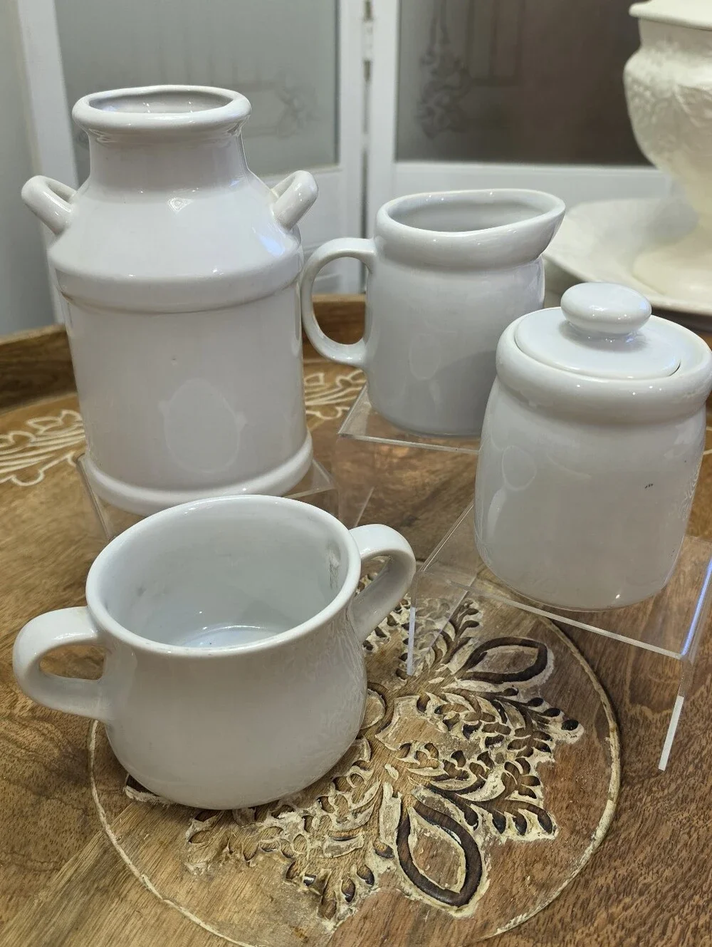 Vintage McCoy Pottery Strawberry Country 4pc Creamer Sugar Milk Jug Set 1970s